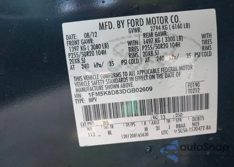 2013 Ford Explorer Xlt from USA, damaged, VIN 1FM5K8D83DGB02609